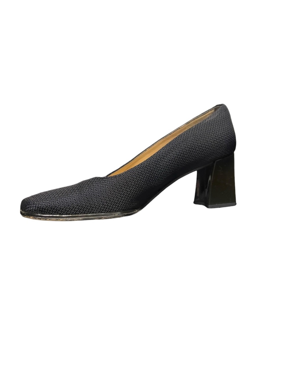 Stuart Weitzman Black Textured Block Heel Pumps - Picture 6 of 9